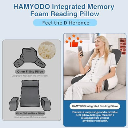 22" XL Reading Pillow Sitting in Bed, Back Support & Armrests - Image 4