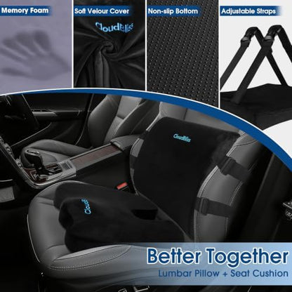 CloudBliss Ergonomic Seat Cushion & Lumbar Support Pillow Set - Image 3