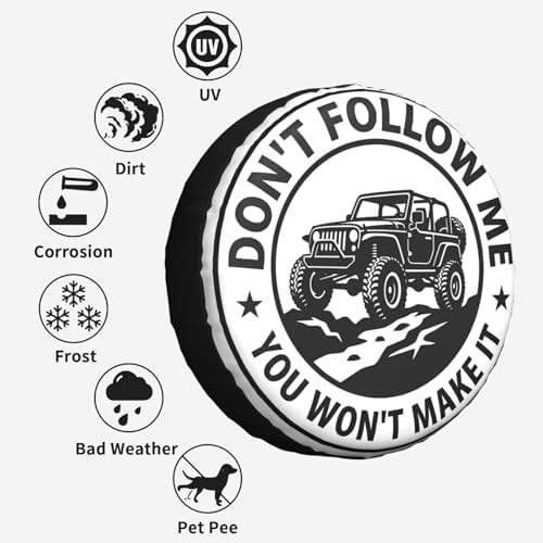 Don't Follow Me Spare Tire Cover SUV Trailer Truck RV 16 Inch - Image 6