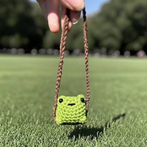 Cute Crochet Frog Car Decor, Rear View Mirror Accessories, Boho Hanging Charm - Image 5