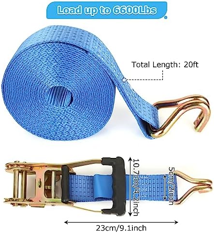 2 Pack 2 Inch Ratchet Straps Heavy Duty 20ft Tie Down Straps Ratchet - Image 2