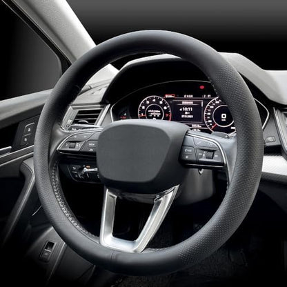 LKWLIKEI Nappa Premium Leather car Steering Wheel Cover, Breathable, Universal - Image 3