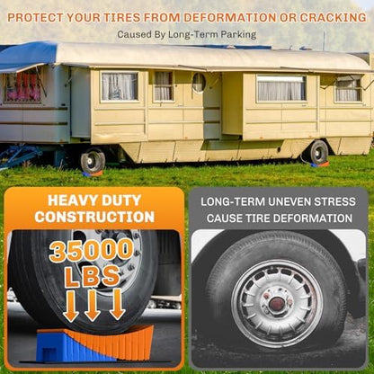 WELLUCK Camper Leveler, RV Leveling Blocks Camper Wheel Chocks Up to 35 - Image 3