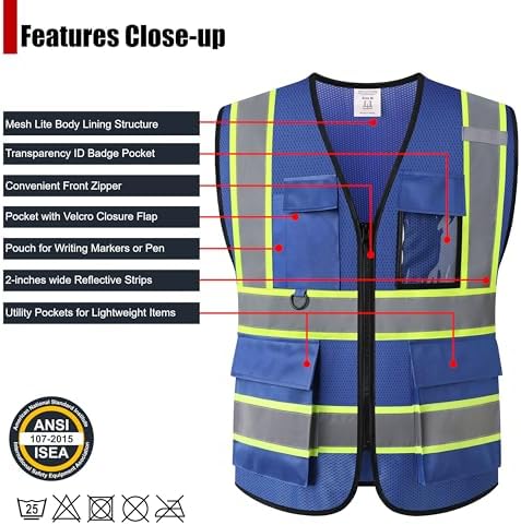 Safety Vest for Men Women Hi Vis Vest - Image 2