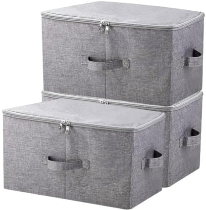 Fabric Storage Bins with Lid, Large Blanket Closet Storage Box, Zipper Lid by iwillCREATEPRO