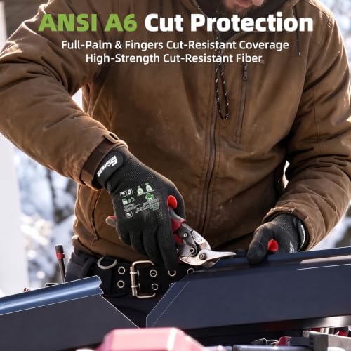 FreezeGuard Winter Work Gloves for Men and Women, ANSI A6 Cut Resistant Gloves - Image 2
