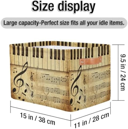AUUXVA Storage Basket Vintage Music Note Piano Key Storage Cube Box Durable - Image 4