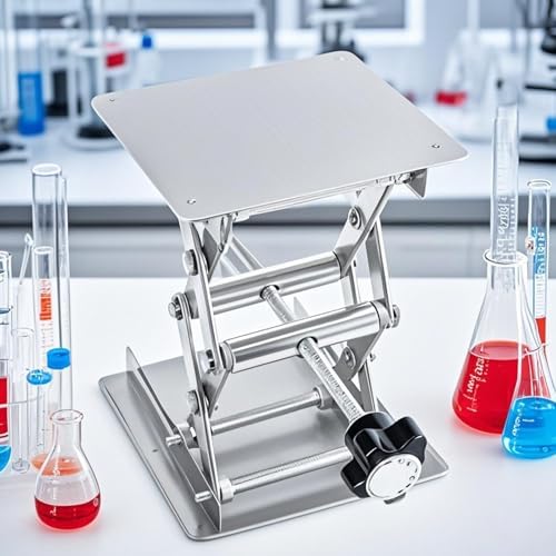ZOENHOU 2 PCS 4 x 4 Inch Lab Jack Scissor Stand Lifting Platform, Stainless - Image 6