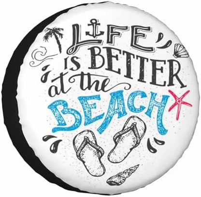 Life is Better at The Beach Spare Tire Cover Flip-Flops Footwear Wheel Covers by NOMEDOGYIM