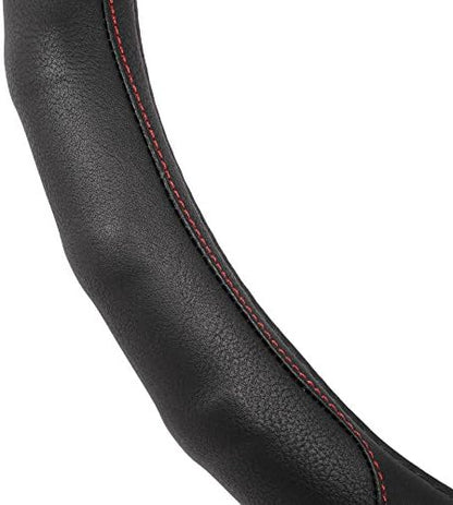 Motor Trend GripDrive Faux Black Leather Steering Wheel Cover - Image 6