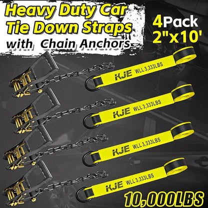 KJE 4 Pack Reflective Car Tie Down Straps - Image 3
