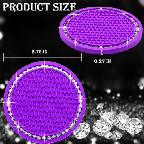 2PCS Bling Cup Holder Coaster, 2.75 Inch Auto Car Cup Holder Insert Coasters - Image 2