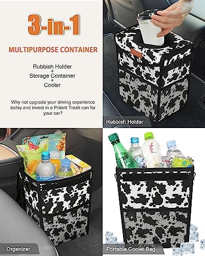 Pritent Car Trash Can with Lid Leakproof Car Garbage Bag Vehicle Trash Bin - Image 5