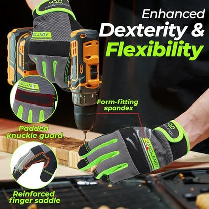 HANDLANDY Work Gloves for Men & Women, Utility Mechanic Working Gloves Touch - Image 3