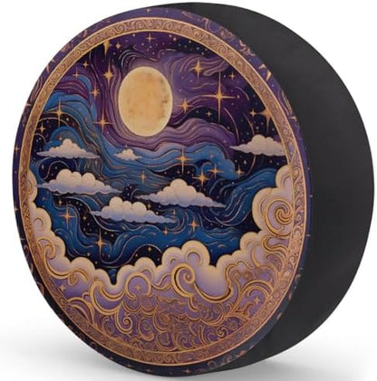Spare Tire Cover for RV Trailer, Boho Ethnic Moon Waterproof Sun Leather Wheel - Image 2