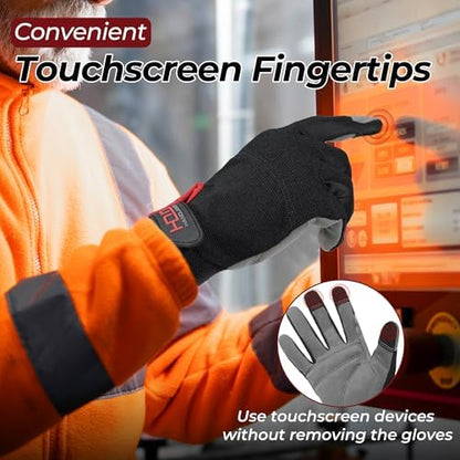 HANDLANDY Work Gloves for Men & Women, Utility Mechanic Working Gloves Touch - Image 4