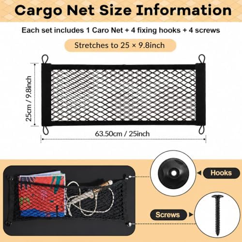Frienda 4 Pcs Small Cargo Net Boat Storage Mesh Netting, 25 X 9.8 Inches - Image 2
