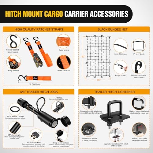 Nilight 60" x 24"x 7.87" Folding Carrier Fits 2-Inch Receiver 500 Lbs Capacity - Image 4