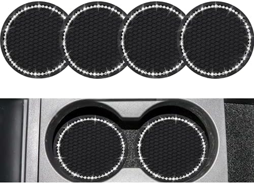 4PCS Bling Coasters, Crystal Car Cup Coaster, Rhinestone Universal Vehicle Anti - Image 7
