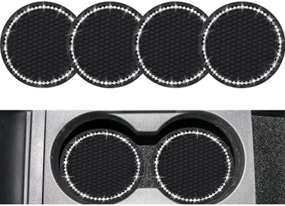4PCS Bling Coasters, Crystal Car Cup Coaster, Rhinestone Universal Vehicle Anti - Image 7
