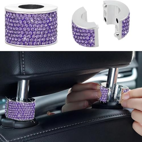 4PCS Crystal Rhinestone Bling Car Headrest Collars, Automotive Magnetic - Image 4