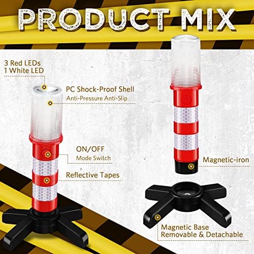 Riakrum 16 Pcs Emergency Roadside Flares Bulk Kit LED Safety Strobe Road - Image 3