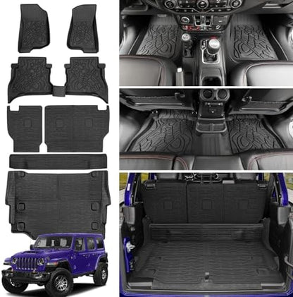 Cargo Mat with Floor Mat Compatible with 2021-2025 Jeep Wrangler JL Unlimited by Utiiy