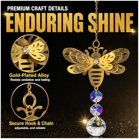 Bling Crystal Suncatchers Bee Car Rear View Mirror Charm, Rhinestones - Image 5