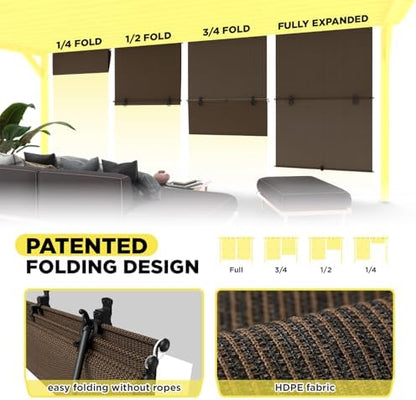 Outdoor Roller Shade 4'W x 12.5'H Cordless Shades Roll Up, Folding Exterior - Image 2