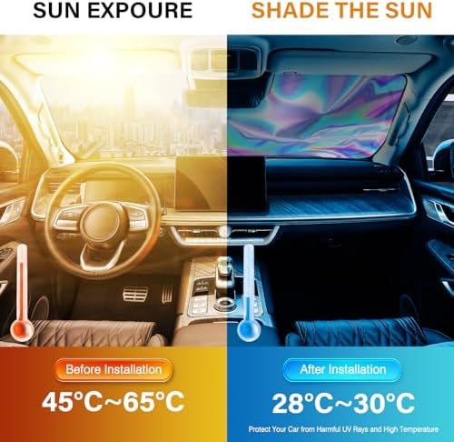 Iridescent Windshield Sun Shade, Reflective Car Sunshade, 57 x 31.5 in - Image 4