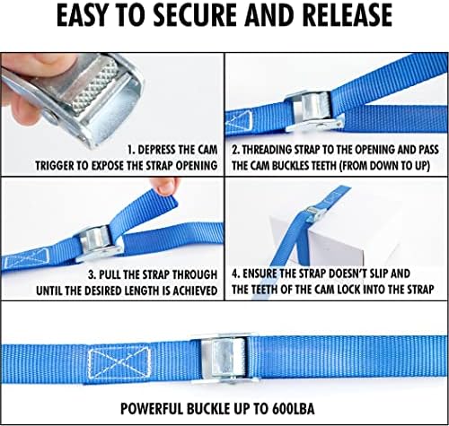 Cartman 1" x 12' Lashing Straps Up To 600lbs, 4pk Blue - Image 4