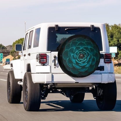 Delerain Spare Tire Cover with Backup Camera Hole Teal Cactus Wheel Covers - Image 2