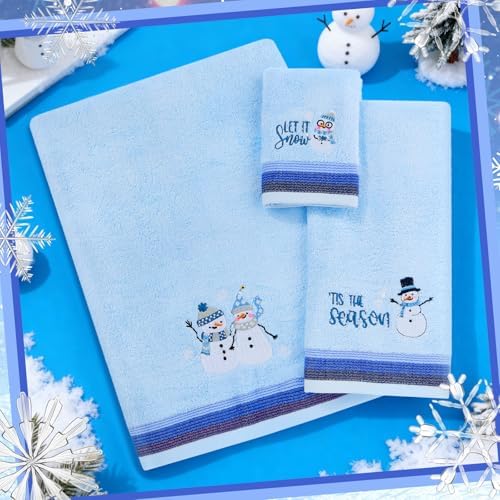 Peryiter 3 Pack Snowman Decorative Bath Towel Set - Image 5