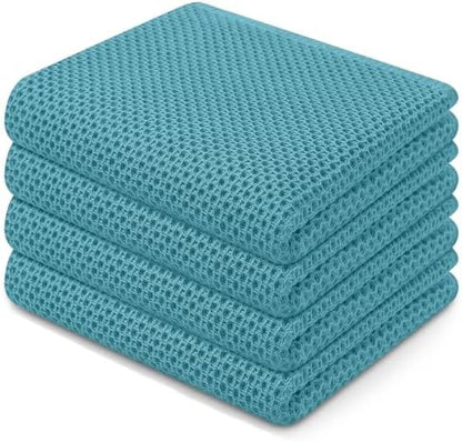 Homaxy 100% Cotton Waffle Weave Kitchen Dish Towels 4-Pack, Lake Blue by Homaxy