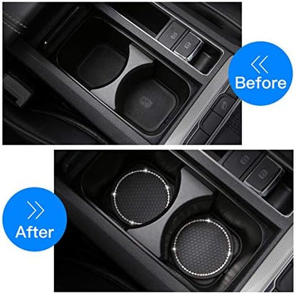 ACODABLEM 2 Pack Bling Car Cup Holder Insert Coasters, 2.75 Inch Soft Crystal - Image 2
