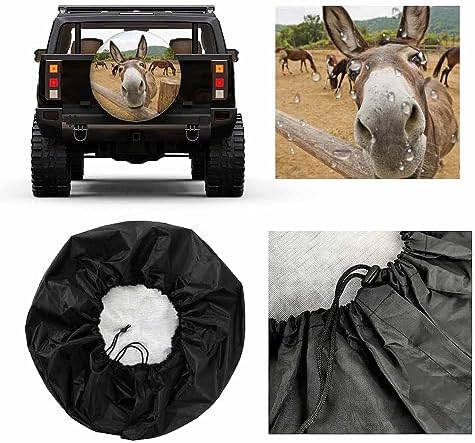 Funny Donkey Spare Tire Cover Animal Mule Cute Face Fence Farm Grass - Image 2
