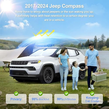 8pcs Car Window Shades for Jeep Compass 2017-2025 Accessories, Windshield Side - Image 2