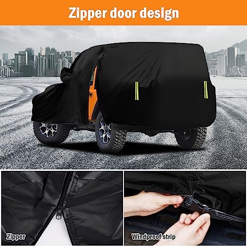 Waterproof Car Cover for Jeep Wrangler 2 Door 1987-2025 JK JL CJ YJ TJ Outdoor - Image 4