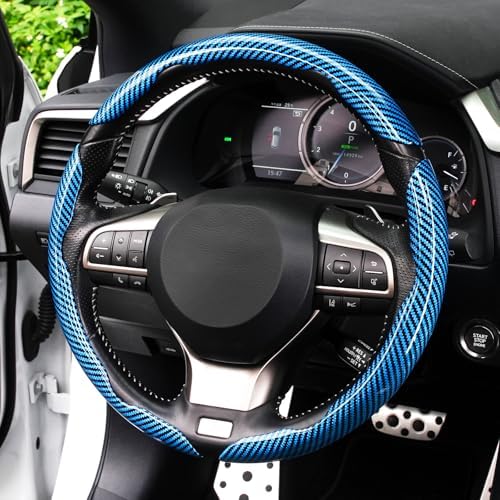 Amiss 3pcs Carbon Fiber Anti-Skid Steering Wheel Cover, Waterproof Design - Image 6