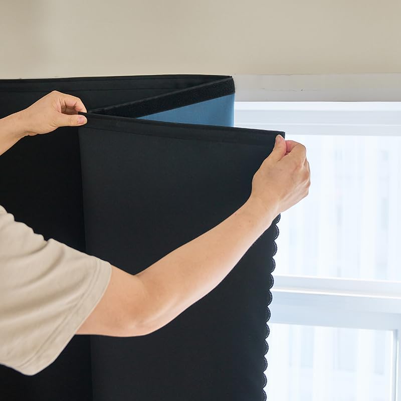 AJAZZ 100% Window Blinds Blackout Portable Black Out Curtains Adhesive Curtains by AJAZZ