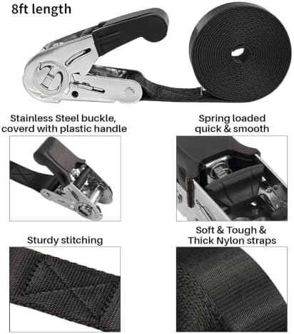 Ayaport Stainless Steel Endless Ratchet Straps, 8FT Cargo Tie Downs - Image 5