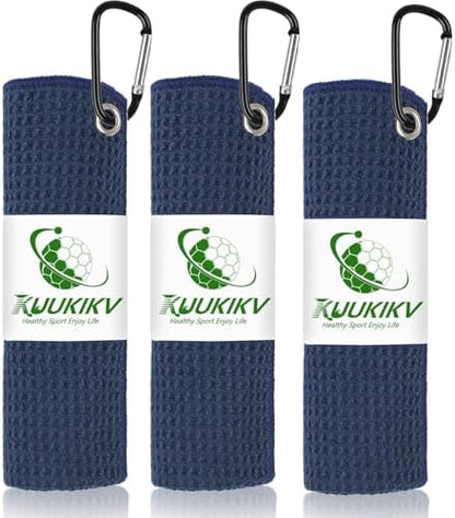 3 Pack 16" X 16" Golf Towels for Golf Bags, 3 Dark-Blue Colors by KuukikvDirect