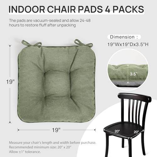 Love's cabin Memory Foam Chair Cushions Set of 4, 19 Inch - Image 2