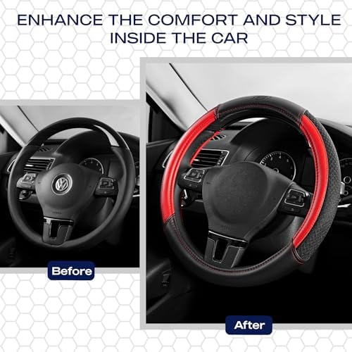 Skechers Air-Cooled Steering Wheel Cover, Leather Car Steering Wheel Cover - Image 6