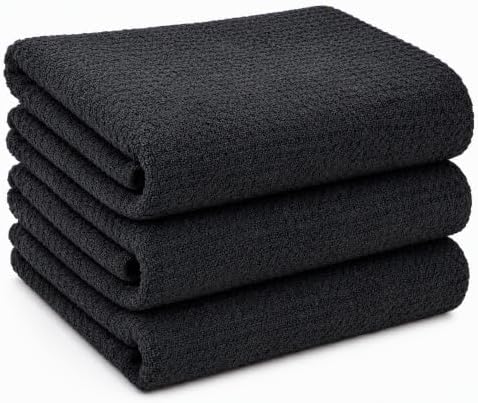 VIVOTE Black Tea Towels for Kitchen Microfibre Kitchen Dish Towel 40x56cm by VIVOTE