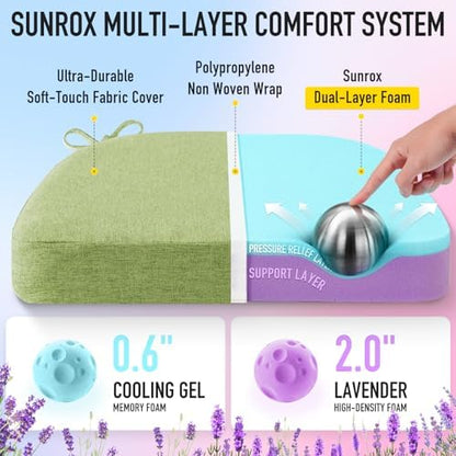 SUNROX Cooling Gel Memory Foam Chair Cushions, 2.6" Thick U-Shaped Dual-Layer - Image 2
