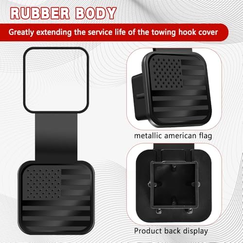 Universal Flag Tow Hitch Covers, Receiver Tube Hitch Plug, American Flag Rubber - Image 4