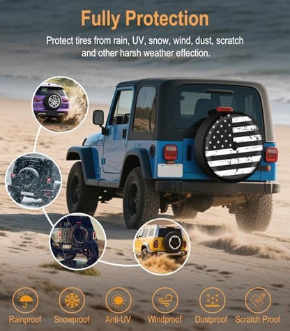 Vintage American Flag Spare Tire Cover - Image 3