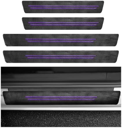 4 PCS Car Door Sill Protector, Anti-Scratch Carbon Fiber Car Door Entry Guards by Unknown