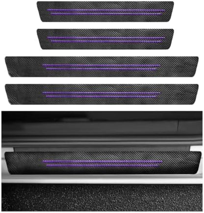 4 PCS Car Door Sill Protector, Anti-Scratch Carbon Fiber Car Door Entry Guards by Unknown
